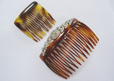 Vintage Hair Comb 1980s  Ladies Faux Tortoiseshell Plastic Slide 80s x 2