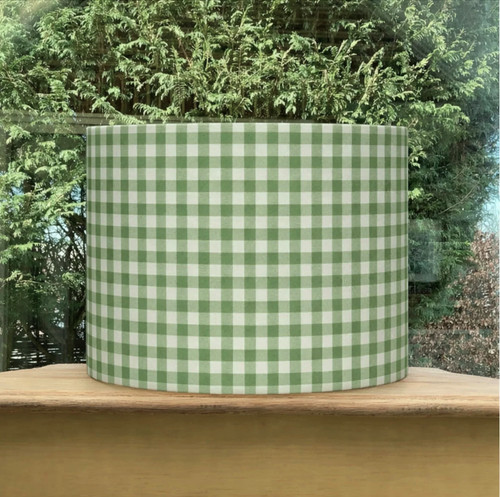 Green gingham linen lampshade - linen,