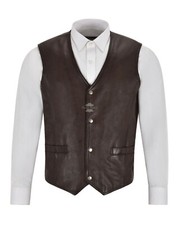 Mens Leather Waistcoat Gilet