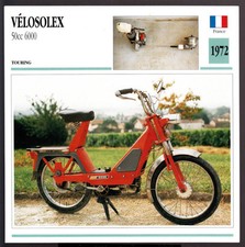 1972 Velosolex 50cc 6000 Scooter Moped Motorcycle Photo Spec Sheet Info Card