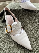 Next Forever Women's Comfort Cream Leather Slingback Shoes Size 6 Kitten Heel