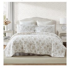 Laura Ashley Amberley King Quilt Set with 2 Pillow Shams – 100% Cotton