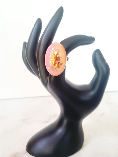 Pink peach statement ring - pink, &