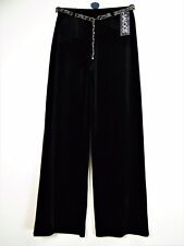 SALOOS  STRETCHY 90% POLY 10% ELAST BLACK VELVET TROUSERS WITH BELT SIZES 12-22