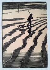 MAN & GUN DOG ON THE SANDS 