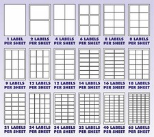 Address Labels White A4 Sheets Sticky Self Adhesive for Inkjet or Laser Printer