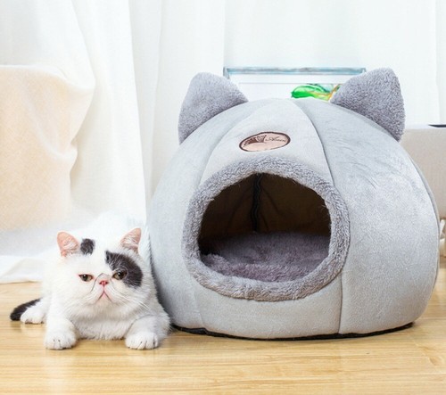 Large cat bed - cave, wool