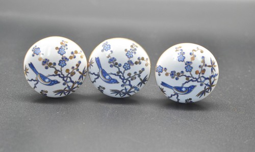 White blue bird knobs - knobs, ceramic