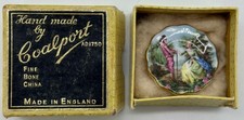 Vintage Hand Made Coalport 'Courting Couple' Fine Bone China Brooch Original Box