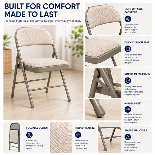 Metal folding chair - folding, high