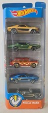 HOT WHEELS MUSCLE MANIA 5X AMERICAN MUSCLE CAR DIECAST MODEL SET BOXED