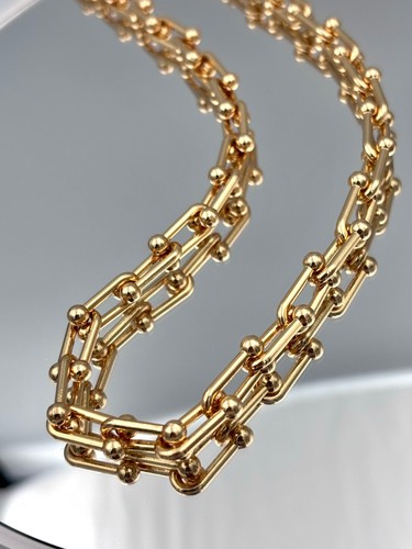 Gold paperclip chunky necklace - paperclip,