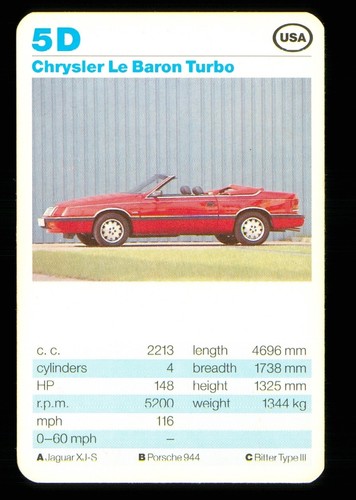 Info card chrysler - x, le