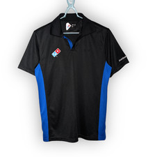 Dominos Pizza Unisex Black Blue Work Uniform Polo Shirt Short Sleeve Size M VGC