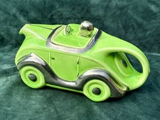 Vintage/Antique Art Deco Sadler Green And Chrome Racing Car Teapot Model OKT42