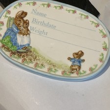 Schmid Beatrix Potter Collectibles Porcelain Sign Plaque Peter Rabbit 3D Retro