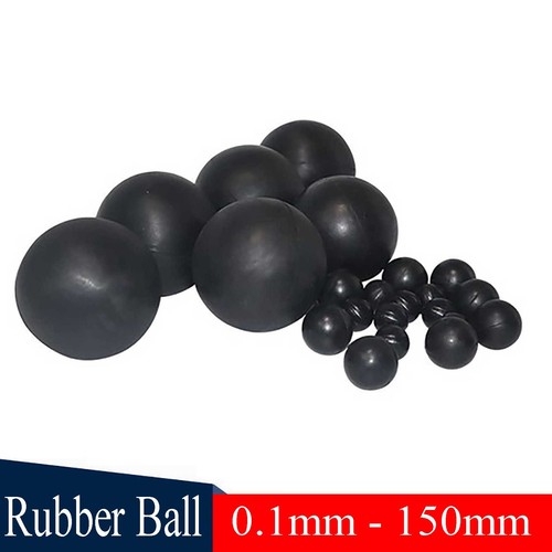 Black round solid rubber ball - black,