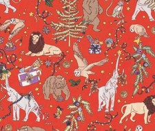 Red Christmas Gift Animals Liberty Tana Lawn Remnant 40x30cm