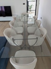 Beautiful Glass Dining Table with  wrought Iron  base