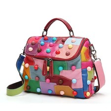 Women's Colourful Patchwork Pu