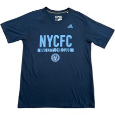 Adidas New York City FC NYCFC MLS Football T Shirt Men's Large 2015 Blue Soccer