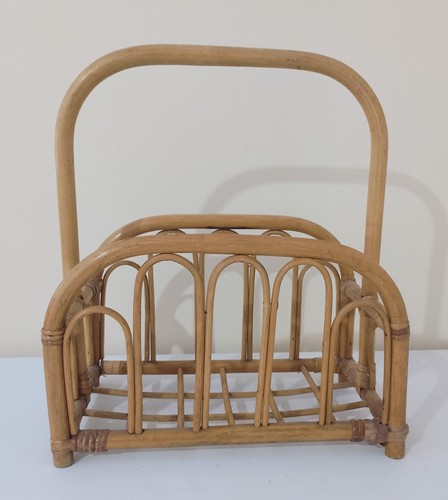 Vintage rattan magazine rack - magazine,