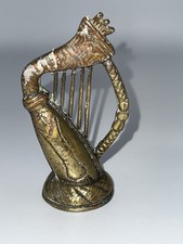 Vintage Brass Harp Ornament Paperweight Figure 