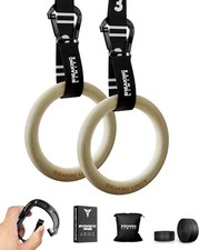 Breaking Limits Wooden Gymnastics Rings – Non-Slip, Adjustable Straps & Carabine