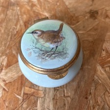 Vintage Staffordshire Enamels Old Hall Trinket Pill Box -Sparrow Garden Bird