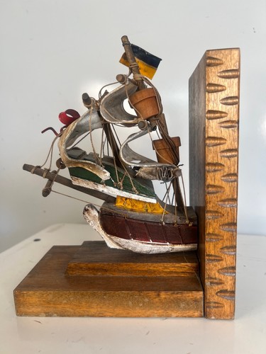 Vintage wooden ship - ship, bookend