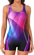Attraco Women's Boyleg Athletic Racerback Swimsuit Swimming Costume  BNWT