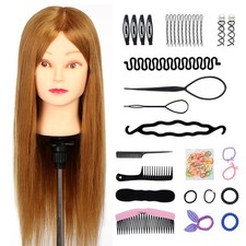 100% Real Hair Salon Training Head Manikin Hairdressing Styling Mannequin Doll