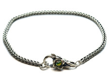 LAA Trollbeads St.  Silver Charm Bracelet With Dichroic Flower Lock Clasp 8”