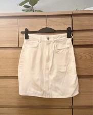 H&M White Denim Skirt Size 8