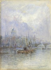 Walter Duncan - Watercolour Painting - St Pauls Cathedral, River Thames - London