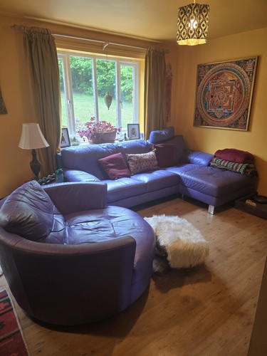 Large purple sofa and - and, cuddle