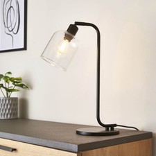 Table Lamp Matt Black Glass Steel Freestanding Living Room Bedroom Modern