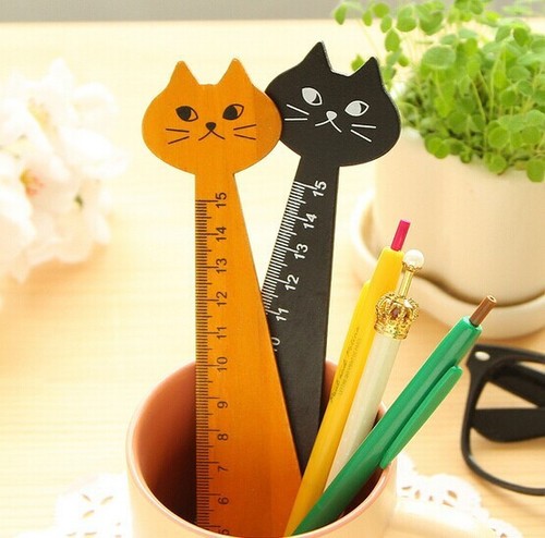 Miranda cat wooden ruler cute - wooden,