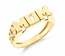 9ct Yellow Gold on Silver MUM Ring size J K L M N O P Q R S T U V