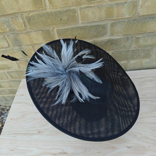 Black grey feather - feather, brim