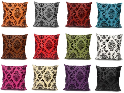 Damask flock velvet print - damask,