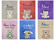 Baby Blanket Name Embroidered with Date Snuggle Blanket Comforter Kids Blanket Throw