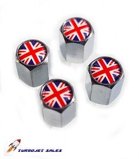 4x Union Jack Chrome Dust Caps