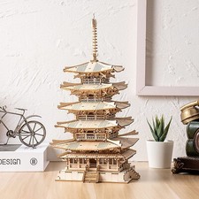 Rolife 275pcs DIY 3D Five-storied Pagoda Wooden Puzzle Game Building Toys Gifts