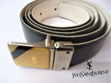 YSL Vintage Belt With A Enameled YSL Logo - Yellow , Gold & Black Swivel Buckle