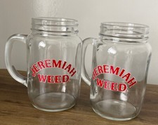 2 x Jeremiah Weed Mason Jars  Pub Glassware Rare Bourbon
