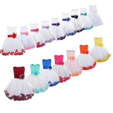 UK Kids Flower Girl Dress Birthday Party Pageant Bowknot Petals Princess Dresses