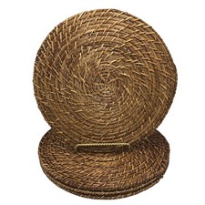 4 Wicker Charger Plates Rattan