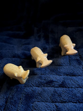 3 hand carved soapstone Hippos