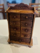 Carved Wooden Mini Chest of 9